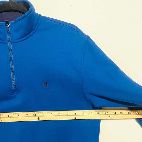 Izod Mens Sweatshirt Size Medium Blue Stretch 1/4 Zip Pullover Advantage Preform - Picture 6 of 7